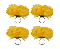DII Serviettenringe - Unique S/12, S/6, S/4 Set of 4 Peony Flower Yellow
