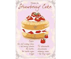 Schatzmix Backen Strawberry Cake Metallschild 20x30 Deko tin Sign Blechschild, Blech, Mehrfarbig, 20x30 cm