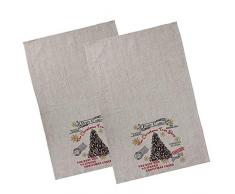 ReLIVE Geschirrtücher, Bestickt, Motiv Weihnachtsfeier, 17 x 23 cm, 2 Stück Set of 2 - Christmas Tree Letter