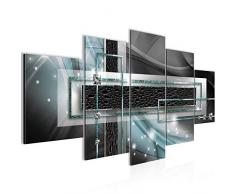 Bilder Abstrakt Wandbild Vlies - Leinwand Bild XXL Format Wandbilder Wohnzimmer Wohnung Deko Kunstdrucke Blau 5 Teilig - MADE IN GERMANY - Fertig zum Aufhängen 021153b