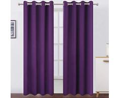 LEMOMO Verdunklungsvorhänge Thermoisoliert Raumverdunkelungsvorhänge für Wohnzimmer und Schlafzimmer schwarz Set von 2 Vorhängen Paneele 52 x 84 inch violett