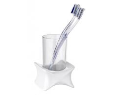 WENKO 21310100 Zahnputzbecher X-Form Weiß, Kunststoff - Polyresin, 8.6 x 12.5 x 8.6 cm, Weiß