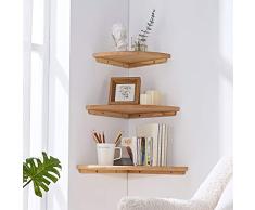 INMAN Eckregal, rund, radial, Wandmontage, schwebendes Bücherregal, Organizer zum Aufhängen, Wanddekoration, Pecan Finish für Schlafzimmer, Wohnzimmer, Küche, Büro, Badezimmer, 1 Stück 7 Pecan
