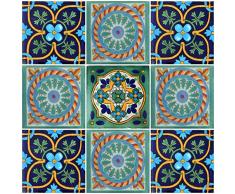 Farbe Y Tradicion 9 mexikanischen Fliesen 10,2 x 10,2 cm handbemalt Talavera (f-30