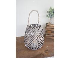 Kalalou Windlicht aus Weide und Draht, Einheitsgröße, Grau