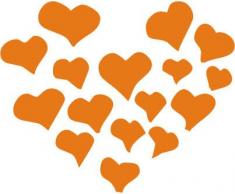 INDIGOS 4250380590691 Wandtattoo W047 Herzchen Herzen 80 x 65 cm, orange