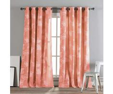 Kensie – Aster Floral Baumwoll-Mischgewebe Ösenvorhänge für Wohnzimmer & Schlafzimmer Set von 2 Panels (137 x 213,4 cm) – Bright Coral