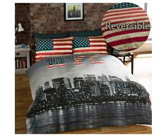 New York King Size Bettbezug und 2 Kissenbezüge Bett-Set Bettwäsche Betten NYC