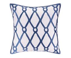 Kate Nelligan Kissen, Fischnetz, Bestickt, Leinen, 51 x 51 cm, Marineblau