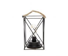 Konstsmide Square Lantern with Micro Rope Handle / 6 Hour Timer / 3 x AA Batteries (Excl.) / 9 Warm White String Lights GNOS LED-Metalllaterne 1816-700 innen 9 warmweiß, metall, Schwarz