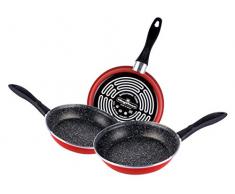Magefesa K2 242628 Pfannenset aus emailliertem Stahl, 3 Stück Antihaftbeschichtung, zweilagig, verstärkter Stein, Farbe außen. Geeignet für alle Herdarten mit Emaille.