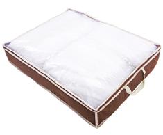 Amelitory Unterbettkommode Tasche groß Kapazität Reißverschluss Organizer mit Transparent Top und 2 Griffe für Betten Stoff Coffee