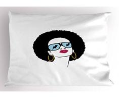 Afro Kissen Sham von lunarable, Hippie Frau mit Cool Sonnenbrille und Ohrringe Glamorous Madonna African American, dekorative Standard King Size bedruckt, Kissenbezug, Pink Gold Schwarz 26 W By 20 L Multi 1