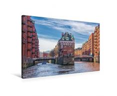 Premium Textil-Leinwand 90 x 60 cm Quer-Format Speicherstadt - Wasserschloss | Wandbild, HD-Bild auf Keilrahmen, Fertigbild auf hochwertigem Vlies, Leinwanddruck von Gabriele Krug