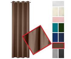 Eurofirany Rita Vorhang Gardine Glatt Schlicht Einfarbig - 8 Ösen Modern Schlafzimmer Wohnzimmer Lounge Kinderzimmer 1 Stück Einzeln, Polyester, Braun, 140X250cm