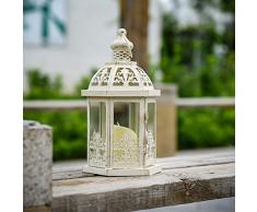 Ninganju Deko Kerze Laterne Weiß Tempel Hängelaterne Kreative Hochzeit Zuhause Tischdeko Vogelkäfig Laterne Antik S: (L*W*H) 5.5 x 4.7 x 10 inches weiß