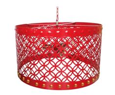 Benzara Beautiful Circular Cutout Metal Chandelier, Red Kronleuchter, Metall, rot