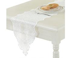 taixiuhome dekorativ bestickten Hohl Spitze Moderner puristischer Tischläufer Tisch Flaggen für Hochzeit und Party Dekoration, Spitze, weiß, 12 x 98 inches(30 x 250cm)