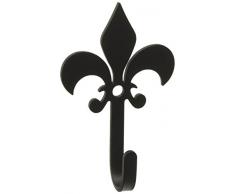 Village Schmiedeeisen 7 cm Fleur de Lis Wandhaken Extra Klein, schwarz
