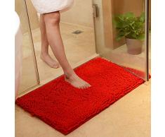 vctops Chenille Badteppich aus Plüsch Extra weich und saugfähig Mikrofaser, Rutschfester Läufer für Badewanne Badezimmer Dusche 20 x 31/50 x 80cm rot