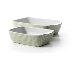 Domestic 924684 2-er Set Auflaufformen rechteckig 26 x 33 cm, Levante grün