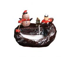 Tmore Räucherstäbchenhalter mit Wasserfall, Keramik, süßes Weihnachtsmann, Schneemann, Aromatherapie, Dekoration für Zuhause Snowman：140x120x110mm