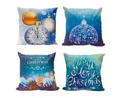 Bluespace Weihnachten Kissen Bezüge Kissen Weihnachten Kissen Überwurf Weich Bezug Deko 18 x 18 Für Sofa Bett Auto, Set 4 Stück, Polyester-Mischgewebe, blau, 45,7 x 45,7 cm