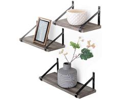 Under.Statated Wandmontage, Hängeregal, für Wohnzimmer, Schlafzimmer, Badezimmer, rustikales Grau, 3 Stück