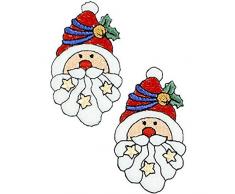 Expo International Weihnachtsmann Gesicht mit Sternen zum Aufbügeln, Mehrfarbig, 2 Stück