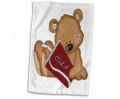 Handtuch / Sporthandtuch, 3D-Rose, niedlicher Bär mit Soda Pop Cola, 15 x 22 cm