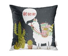 emvency 45,7 x 45,7 cm Überwurf Kissenbezüge Schutzhülle Rot Deko Kaktus Merry Christmas Fun Alpaka weiß Urlaub Lama Tier Box Cute Bezug quadratisch Kissenbezüge Kissen Hüllen Print auf zwei Seiten 18x18 Orange