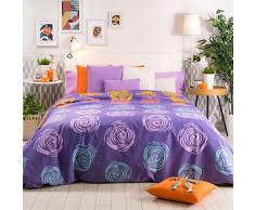 San Carlos Rosen Bettbezug, aus Polycotton, Lila, Doppelbett, 220 x 260 x 2 cm