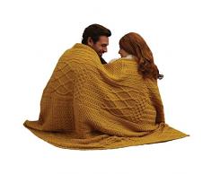 Irische Wolldecke für Erwachsene, Patchwork-Design - Gelb - Einheitsgröße