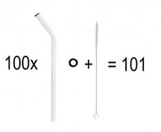 KOCH Glas Trinkhalm, gebogen, schwarz, mit Bürste, VORTEILSPACK (100)