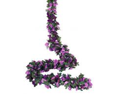 Miracliy Künstliche Rosenranken, ca. 10 m, zum Aufhängen, Rose, Efeu, Haus, Hotel, Büro, Hochzeit, Party, Garten, Handwerk, Kunst-Dekoration, Violett, 5 Stück
