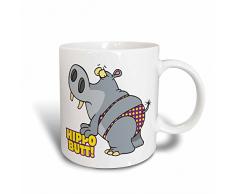 3dRose Nilpferd Butt Bikini Hippopotamus Kaffeebecher, Keramik, Weiß, 10.16 cm x 7,62 x-Uhr