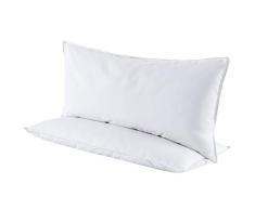 Downcy - Kopfkissen mit 30 % weißen Naturdaunen, Füllgewicht 510 g, Obermaterial 100 % Baumwolle, 40 x 80 cm (2 Stück), Weiß