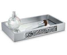 DWELLZA Spiegeltablett für Kommode (29,2 x 15,2 x 3,8 cm), dekorative Kosmetik-Organizer, langlebiges Harz, Beste Ablagen für Parfümschmuck, Make-up (Silbergrau)