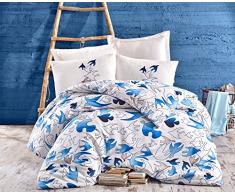 Eponj Home Steppdecke King Size 240 x 220 cm Bianco Blu Blu Scuro Turchese