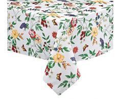 English Berry Garden Tischdecke, 4 Gauge, Vinyl, Flanell-Rückseite, Erdbeer-Design, für drinnen und draußen, abwischbar, für Picknick, Küche, Esszimmer Englisch 60 x 120 Oblong/Rectangle Bunt