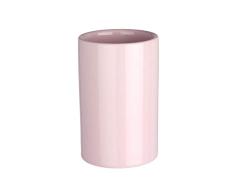 WENKO Zahnputzbecher Polaris, hochwertiger Zahnbürstenhalter für Zahnbürste und Zahnpasta aus edler Keramik, Ø 7,5 x 11,2 cm, Pastell-Rosa