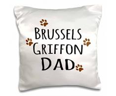3dRose pc_153875_1 Brussels Griffon Hundekissen für Hunde/Papa, Schlammige Pfotenabdrücke, 40,6 x 40,6 cm