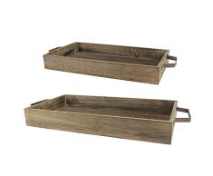 stonebriar Nistkasten Holz Rechteck Serviertablett Set mit Metall Griffen, rustikal braun Holz Butler Schalen, zum Servieren von Essen und Trinken, eine einzigartige Couchtisch Mittelpunkt, oder Schreibtisch Organizer für Dokumente