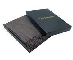 State Kaschmir 100% Reiner Kaschmir Fransen Überwurf Decke, 152,4 x 127 cm, Ultimate Weich und Cozy One Size Coffee