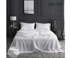 Simple&Opulence Leinenbettwäsche Set. Modern Twin Embroidery White