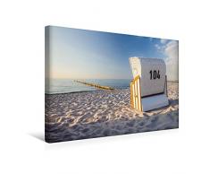 Premium Textil-Leinwand 45 x 30 cm Quer-Format Strandkorb mit Meerblick in Zingst (Mecklenburg-Vorpommern) | Wandbild, HD-Bild auf Keilrahmen, Fertigbild auf hochwertigem Vlies, Leinwanddruck von Christian Müringer