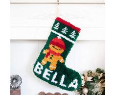 Beyond Your Thoughts Knüpfhaken-Kits DIY Weihnachtsstrümpfe mit Muster bedruckt, zottelige Dekoration Weihnachten Ornament Tasche für Familie Weihnachten Fuchs Produktname Gingerbread Man Christmas Stocking