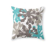 Rosen Garten Modern Botanischen Print Blaugrün Braun 40,6 x 40,6 cm Überwurf Kissen Innen Cover (nicht enthalten einfügen), Satin, multi, 45,7 x 45,7 cm