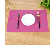 hdaba Platzset PVC hohl hitzebeständig Esstisch Platzmatten Rutschfest abwaschbar Küche Tischmatten 6PCS violett