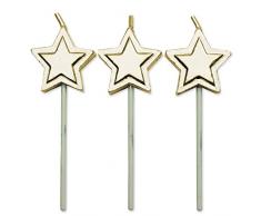 PME CA014 Kerzen mit Goldsternen, Sortiment, 8-teilig, Kunststoff, Gold, 2.2 x 0.5 x 7 cm